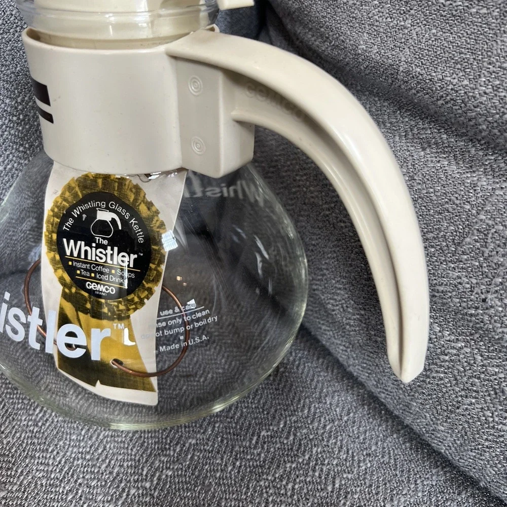 HTF Vintage Gemco The Whistler Glass Coffee Tea Pot Carafe 8 Cups Unused New